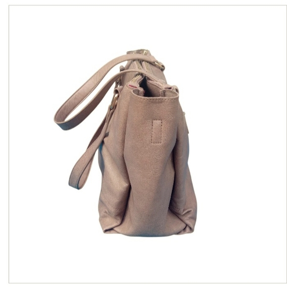 4/$15 Tan Women's Tote Bag Purse Pockets Faux Leather - Picture 2 of 11